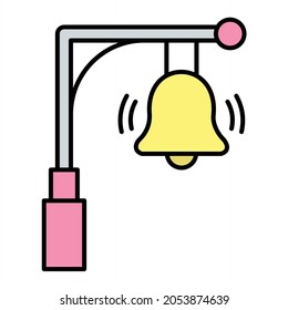 Vector Train Bell Filled Outline Icon Design

