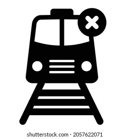Vector Train Cancelled Glyph Icon Design
