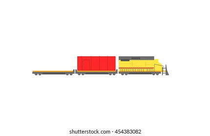 Vector train and empty wagon and the wagon carrying cargo