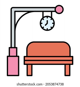  Vector Train Stop Filled Outline Icon Design
