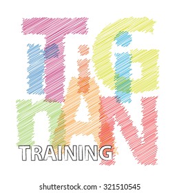 Vector training. Broken text scrawled