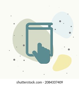 Icono de símbolo de entrenamiento de vectores. Aprendizaje a distancia. Aprendizaje en línea. La mano abre el libro sobre fondo multicolor. Capas agrupadas para una ilustración de edición sencilla. Por tu diseño.