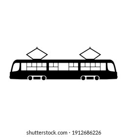 Icono del tranvía vectorial. Icono de tranvía vectorial en estilo plano. Icono de transporte urbano. Icono de transporte público. Ilustración vectorial.