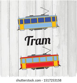 vector tram red and blue 