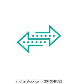 Vector transfer, on the way icon. Two opposite horizontal arrows isolated on white. Flat stretch or distance icon. Exchange button. Flip flop pictogram.