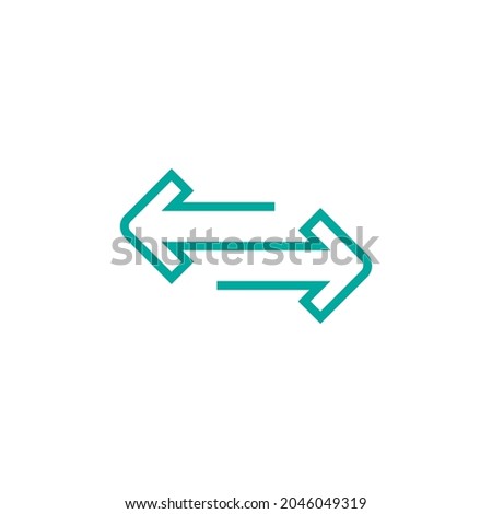 Vector transfer, on the way icon. Two opposite horizontal arrows isolated on white. Flat stretch or distance icon. Exchange button. Flip flop pictogram.