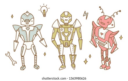 Vector transformer robot characters clip art set