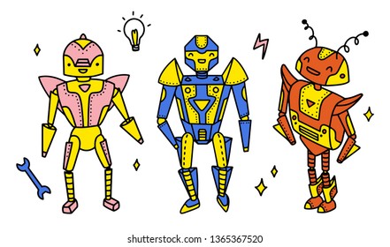 Vector transformer robot characters clip art set