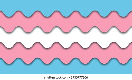 Vector transgender flag in paper cut style. Illustration for pride