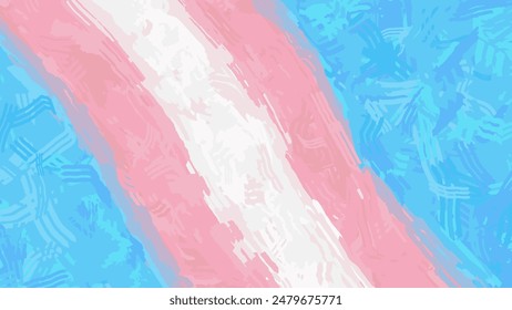 Vector transgender flag. Textured stylish illustration of flag for Pride Month. Stylized background with lines