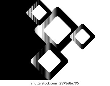 Vector transition from black to white with abstract squares. Striped vector pattern. Modern vector background.