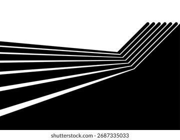 Vector transition from black to white. Abstract Vector pattern of broken retro lines. Sports background. Dynamic Design element. Racing. Different