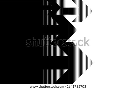 Vector transition from black to white with abstract striped arrows. Modern vector background. Direction indicator. Navigation, Arrows, Game