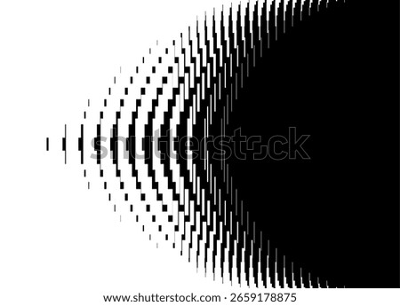 Vector transition from black to white from abstract pixels. Arrow pattern. Modern technological vector background. Striped design element. Clusters. Information flow