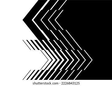 Vector transition from black to white from arrows. Striped pattern. Modern striped vector background