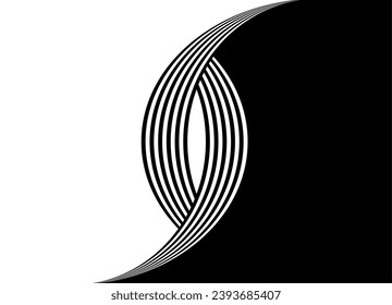 Transición de vectores de negro a blanco con líneas curvas en estilo retro. Patrón vectorial rayado. Fondo vectorial de moda.