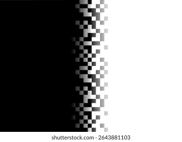 Transição de vetor de preto para branco. Digital Padrão listrado de pixels abstratos para cartaz, capa, embalagem. Vetor tecnológico de fundo. Elemento de design. Fluxo de informações, clusters