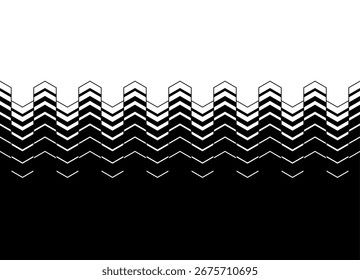 Vector transition from black to white. graphic design element. Border. Pattern for advertising, printing, packaging and interior. Vector background. Arrows, pointer