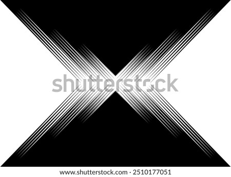 Vector transition from black to white lines in retro style. Modern striped pattern. The basis for the design of covers, advertisements, posts. Arrows, Letter X. Abstract vector background. The rays