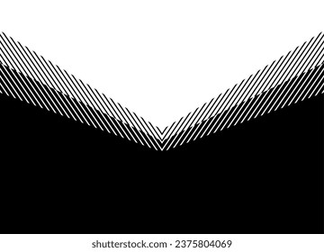 Vector transition from black to white in retro style. Arrow shaped pattern. For printing, posters, posts on social networks, advertising, packaging design, textiles, covers, postcards. Striped vector