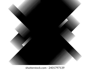 Transición de vectores de negro a blanco con rectángulos rayados. Patrón moderno de líneas. Resumen de fondo vectorial separado.