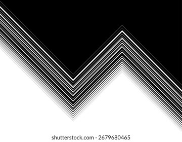 Transição de vetor de preto para branco. Plano de fundo do vetor distribuído. Elemento de design divisor para capas, publicidade, embalagem. Ângulos retos. Diagonal. Padrão moderno