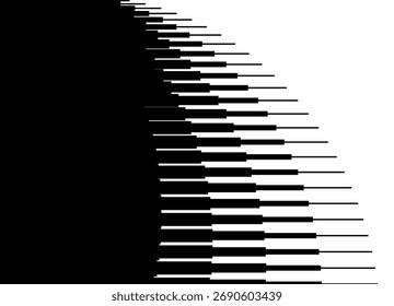 Vector transition from black to white. Striped curved pattern. Modern design element from straight lines. Vector background for covers, advertising, packaging. Halftone