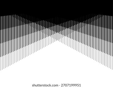 Vector de transición de negro a blanco. Rayos rayados de delgadas líneas paralelas negras. Elemento de diseño para cubiertas, publicidad, embalaje. Fondo de Vector deportivo.