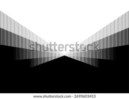 Vector transition from black to white. Striped pattern. Modern design element from straight thin lines. Vector background for covers, advertising, packaging. Halftone. Abstract rays
