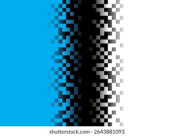 Vector de transición de azul, negro a blanco. Patrón rayado digital de píxeles abstractos para póster, cubierta, embalaje. Antecedentes de Vector tecnológico. Elemento de diseño. Flujo de información, grupos
