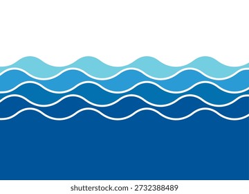Transição vetorial do azul para o branco com ondas abstratas. Fundo para impressão, publicidade, embalagem, têxteis. Elemento de design Striped Sport. Fluxo de água, mar, riacho. Lugar para texto