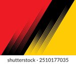 Vector transition in the colors of Germany and Belgium with lines in a retro style. Modern striped pattern. For covers, advertising. Abstract yellow red black vector background. The rays