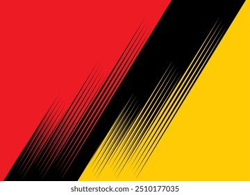 Vector transition in the colors of Germany and Belgium with lines in a retro style. Modern striped pattern. For covers, advertising. Abstract yellow red black vector background. The rays