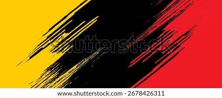 Vector transition in the colors of Germany and Belgium with lines in a retro style. Modern striped pattern. For covers, advertising. Abstract yellow red black vector background. 