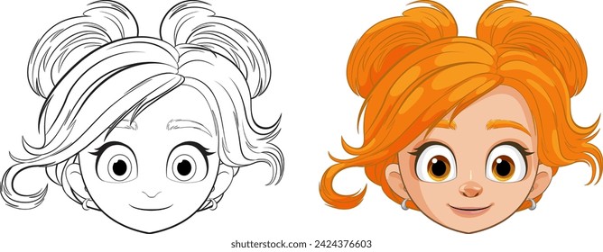 Transición vectorial de arte de línea a carácter de color