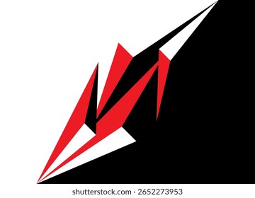 Transição vetorial. Padrão abstrato vermelho e preto de formas afiadas no fundo branco. Elemento de design de vetor listrado esportivo. Fundo do vetor.