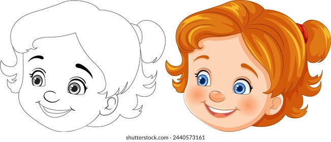 Transición vectorial del esbozo a la ilustración en color