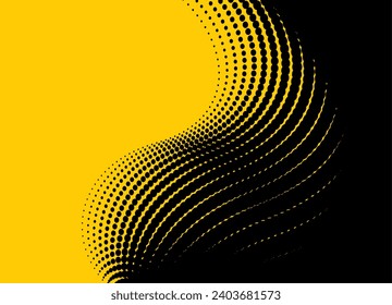 Vector transition from yellow to black from dots. Abstract wing pattern. Vector background