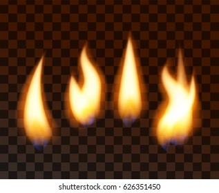 Vector transparency flame set realistic fire design elements eps10 template burn 