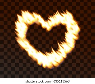 Vector transparency heart sign flame fire shape