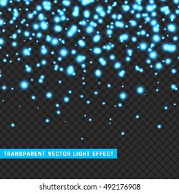 Vector with transparency light effect sparkle blue. Glitter background bright Christmas lights. Colourful Glowing Christmas Lights. Shining vector illustration