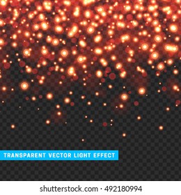 Vector with transparency light effect sparkle red. Glitter background bright Christmas lights. Colourful Glowing Christmas Lights. Shining vector illustration