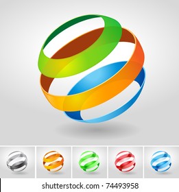 Vector transparency sphere symbol set.