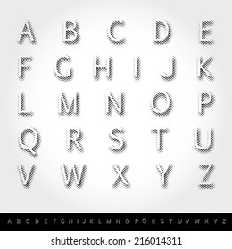vector transparent alphabet with linear raster shadow