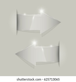 Vector transparent arrow banners set. Direct glassy shape. Abstract arrows Background. Business infographic presentation diagram. Section compare service. down arrow trend. Paper index. Exact pointer