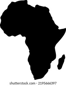 Vector with transparent background, of the African continent. Silhouette of Africa and Madagascar. Africa's map. 