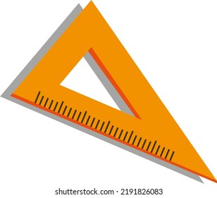 Vector with transparent background, of a bevel. Squad. Graduated ruler with right angle. Make measurements in units of measure. Centimeters and millimeters on a ruler. School Supplies. Mathematics.