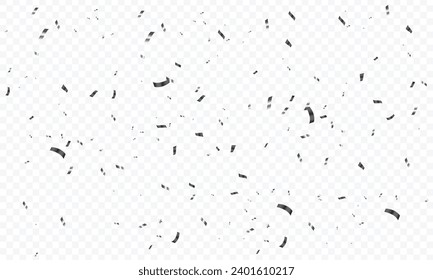 Vector transparent background with black confetti.