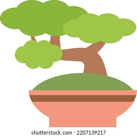 
Vector with transparent background, of a bonsai. Small tree in a pot. Symbol of patience and gardening. Bonsai cultivation. Growth of a tree.