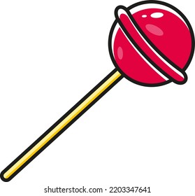 Vector With Transparent Background, Of A Candy Lollipop. Sweet. Strawberry Candy On A Stick. Hard Candy.